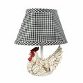 Homeroots White Rooster Accent Lamp with Black & White Shade 380522